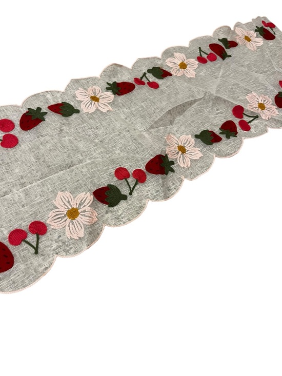 Other - Strawberries strawberry table runner  white red green